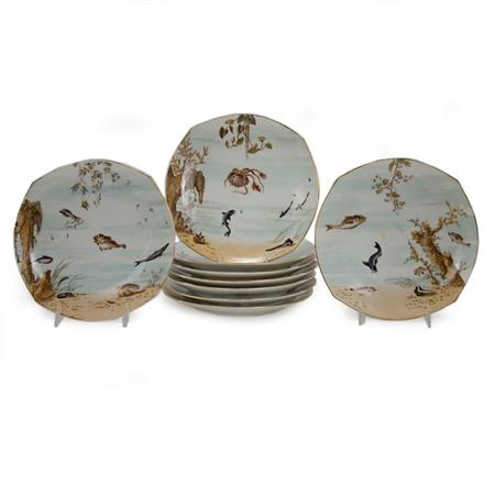 Lot image - Set of Nine Limoges Porcelain Fish Plates