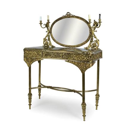 Lot image - Louis XVI Style Gilt-Metal Mirrored Dressing Table