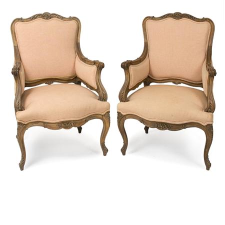 Lot image - Pair of Louis XV Style Walnut Bergeres