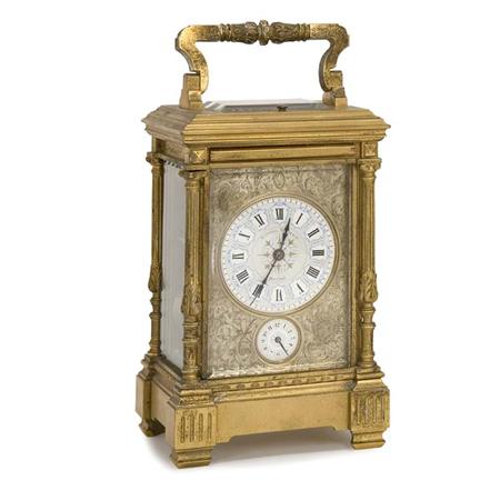 Lot image - Gilt-Bronze Carriage Clock