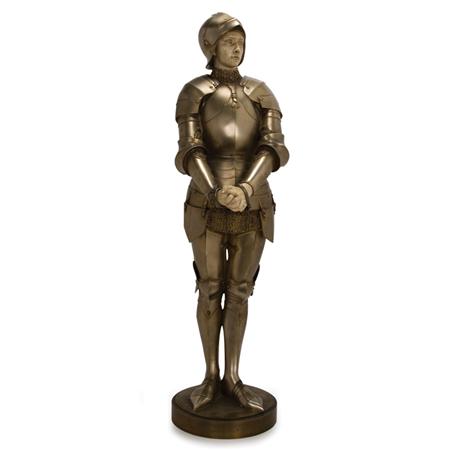 Lot image - Silvered-Bronze and Carved Ivory Figure of Joan of Arc