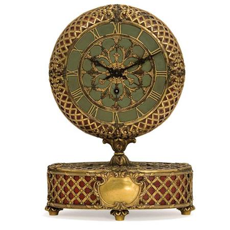 Lot image - E.F. Caldwell & Co. Gilt-Bronze and Enameled Mantel Clock