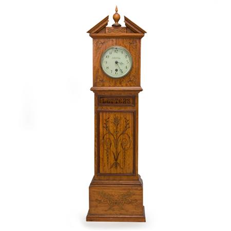 Lot image - Edwardian Marquetry Inlaid Satinwood Letter Box and Clock
