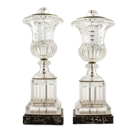 Lot image - Pair of Baccarat Style Molded Glass Lamps