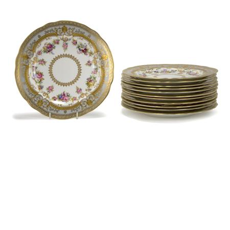 Lot image - Set of Twelve Cauldon Gilt Decorated Porcelain Dinner Plates