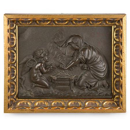Lot image - Framed Italian Neoclassical Style Bronze Plaque