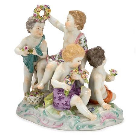 Lot image - Meissen Porcelain Figural Group of Four Putti