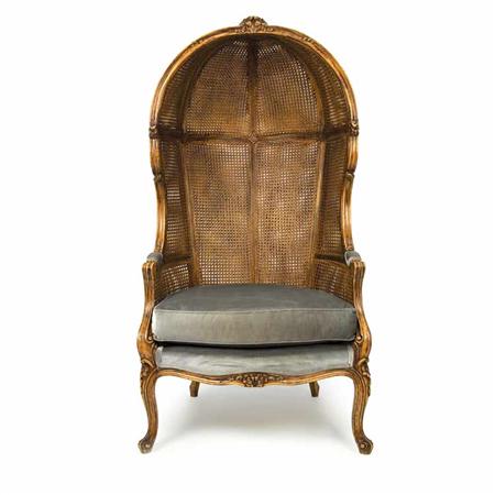 Lot image - Louis XV Style Stained Wood and Caned Porters Chair