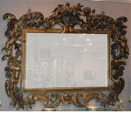 Lot image - Rococo Style Carved and Painted Wood Mirror