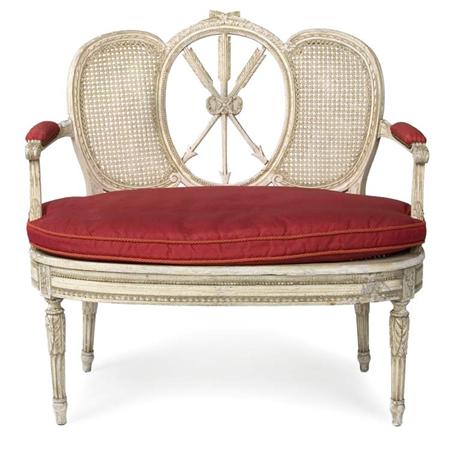 Lot image - Louis XVI Style Painted and Caned Settee