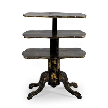 Lot image - Chinoiserie Decorated Three-Tier Whatnot