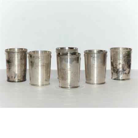 Lot image - Set of Six Arthur Stone Sterling Silver Beakers