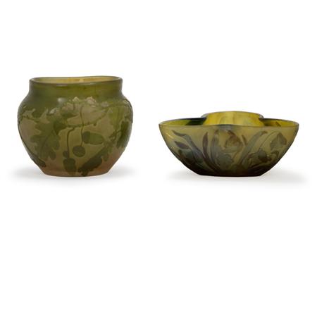 Lot image - Two Galle Acid Etched Cameo Glass Articles