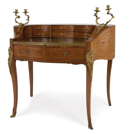 Lot image - Louis XV Style Gilt-Metal Mounted Parquetry Inlaid Walnut Writing Desk