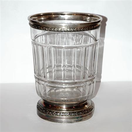 Lot image - French Silver Mounted Cut Glass Wine Cooler