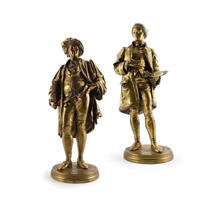 Lot image - Pair of Gilt-Bronze Figures of Sir Joshua Reynolds and William Hogarth