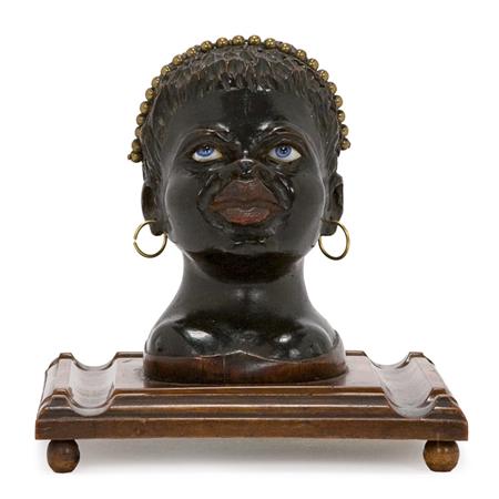 Lot image - Carved and Part Ebonized Inkwell