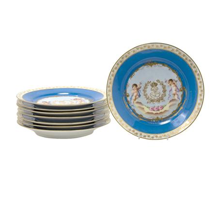 Lot image - Set of Eight Sevres Gilt Decorated Porcelain Dinner Plates