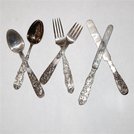 Lot image - Two Tiffany & Co. Sterling Silver Childs Flatware Three-Piece Place Settings