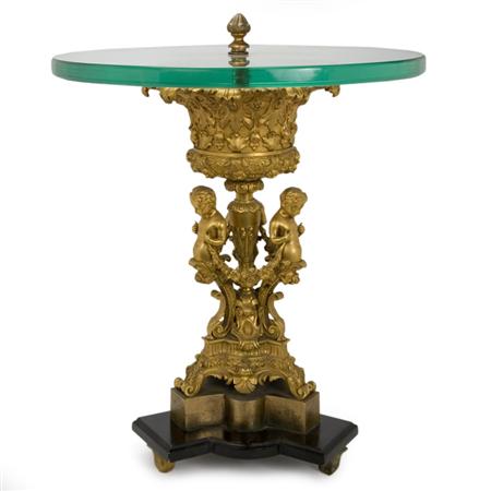 Lot image - Louis XVI Style Gilt-Bronze, Glass and Painted Wood Side Table