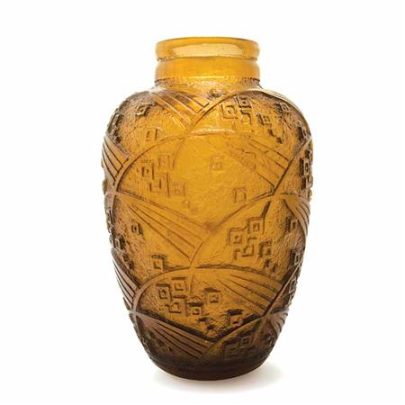 Lot image - Daum Acid Etched Glass Vase