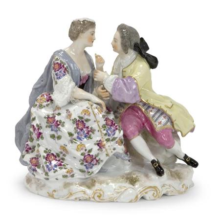 Lot image - Continental Porcelain Figural Group of a Courting Couple