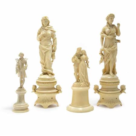 Lot image - Group of Four Continental Carved Ivory Figures
