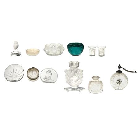 Lot image - Group of Twelve Lalique Molded Glass Articles