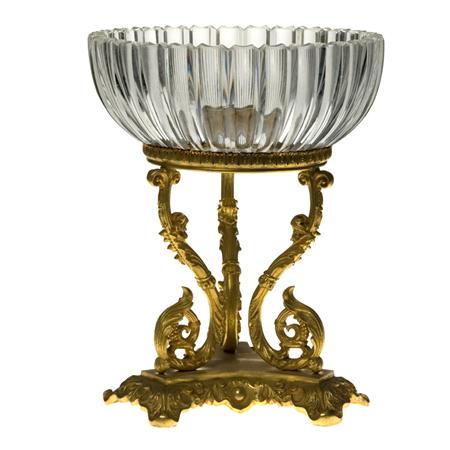 Lot image - Louis XVI Style Gilt-Metal and Cut Glass Center Bowl