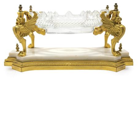Lot image - Empire Style Gilt-Bronze, Cut Glass and Marble Centerpiece