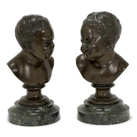 Lot image - Pair of Bronze Busts of Infants