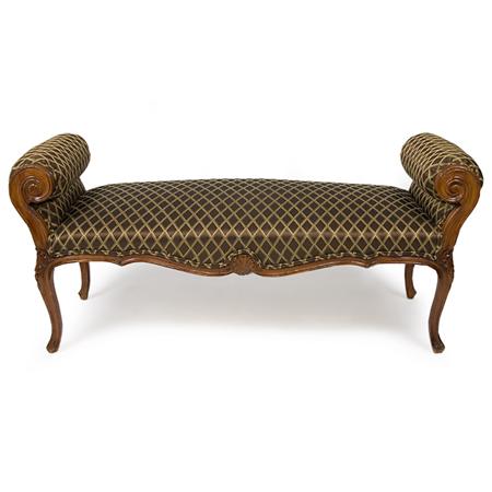 Lot image - Louis XV Style Carved and Stained Wood Window Bench