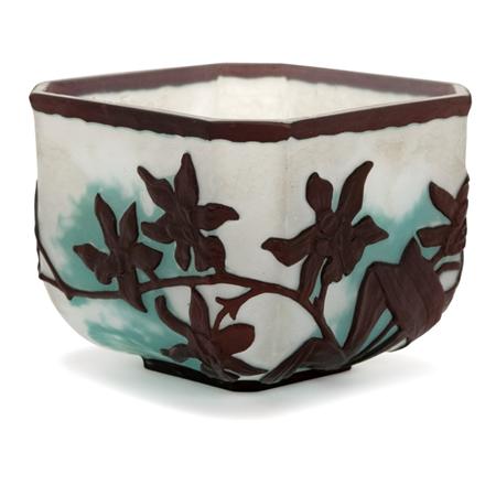 Lot image - Burgun Schverer & Cie Acid Etched and Wheel Engraved Cameo Glass Bowl