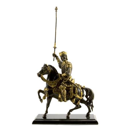 Lot image - Gilt and Patinated-Bronze Equestrian Figure of a Knight