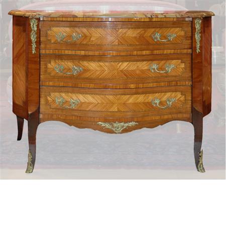 Lot image - Transitional Louis XV/XVI Style Inlaid Kingwood Commode