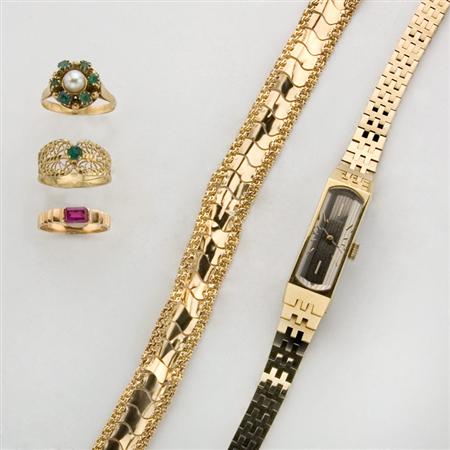 Lot image - Assorted Group of Gold and Metal Jewelry