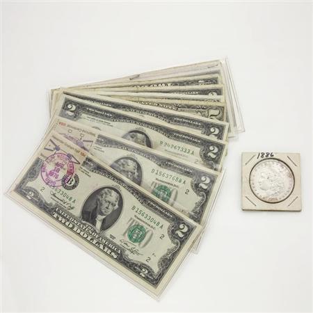Lot image - Assorted Group of U.S. Currency and One Silver Dollar