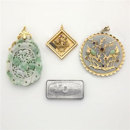 Lot image - Assorted Group of Gold and Metal Jewelry and U.S. Currency and Coins