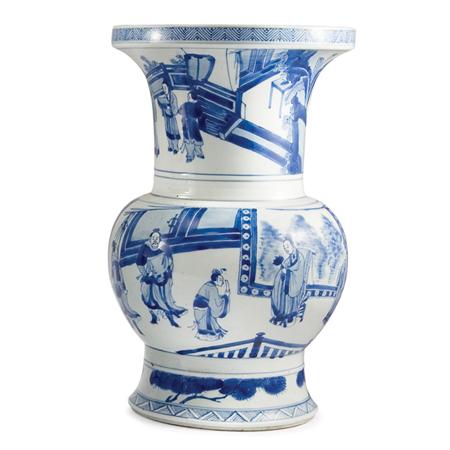 Lot image - Chinese Blue and White Glazed Porcelain Vase