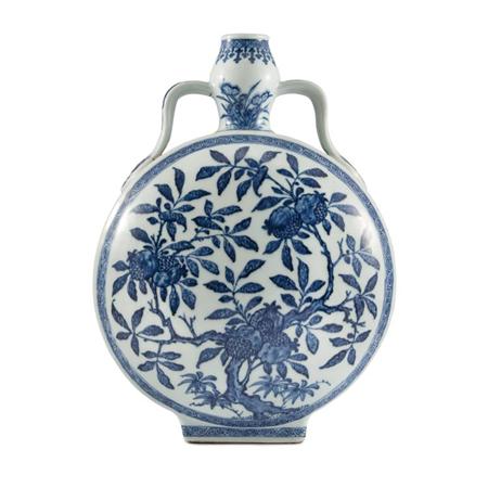 Lot image - Chinese Blue and White Glazed Moon Flask