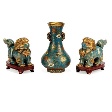 Lot image - Pair of Chinese Cloisonne Foo Lions