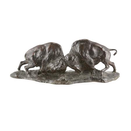Lot image - Bronze Group of Two Buffalo