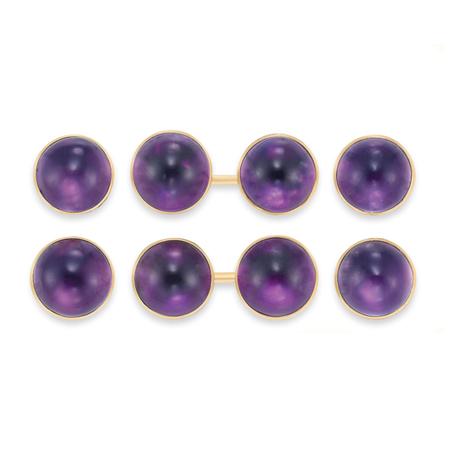 Lot image - Antique Gold and Foiled-Back Cabochon Amethyst Dress Set