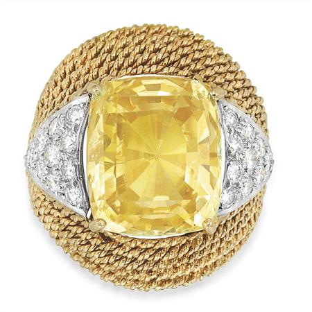 Lot image - Gold, Platinum, Yellow Sapphire and Diamond Ring, David Webb