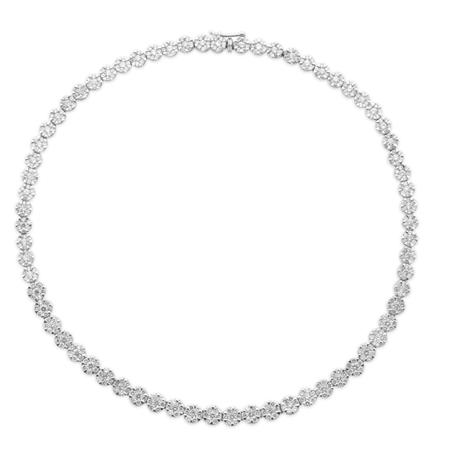Lot image - White Gold and Diamond Floret Necklace