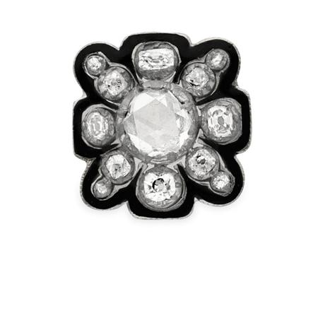 Lot image - Antique Gold, Silver, Diamond and Black Enamel Ring