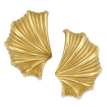 Lot image - Pair of Gold Earclips, Judith Leiber