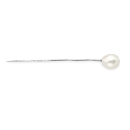 Lot image - Platinum and Natural Pearl Stickpin