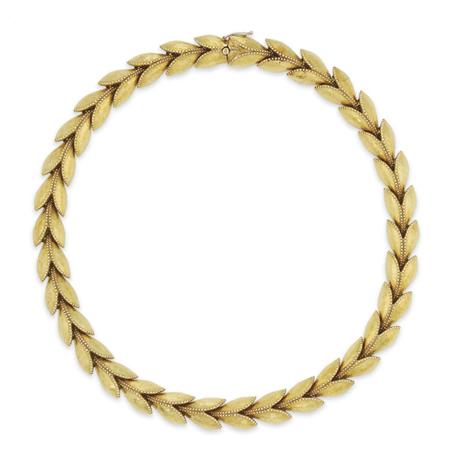 Lot image - Hammered Gold Leaf Necklace