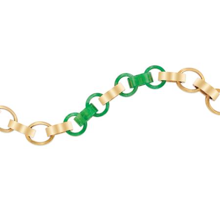 Lot image - Gold and Jade Link Bracelet